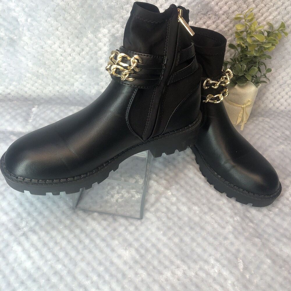 Jones New York Womens Sz 7 Black Ollee Chain Link Ankle Boot Bootie Black - Picture 14 of 14
